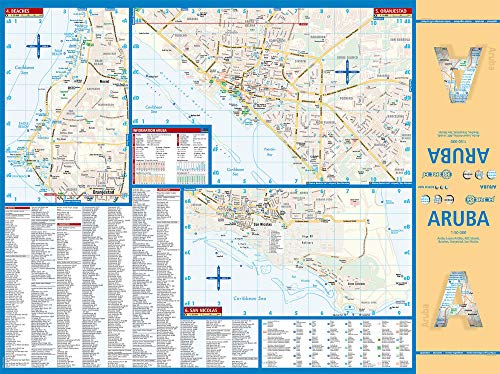 Laminated Aruba Map by Borch (English, Spanish, French, Italian and German Edition)