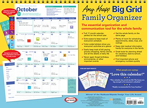 2020 Amy Knapp's Big Grid Family Organizer Wall Calendar: August 2019-December 2020