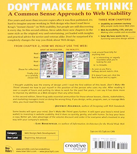 Don't Make Me Think: A Common Sense Approach to Web Usability, 2nd Edition