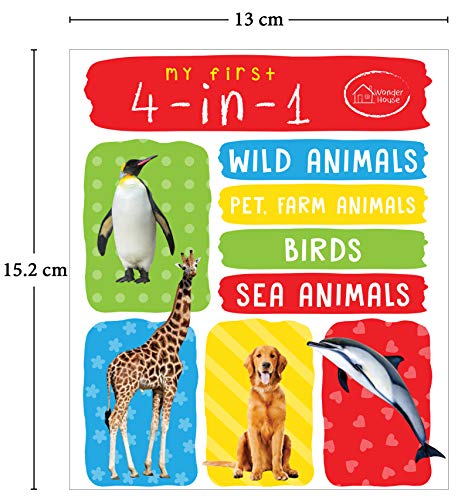 My First 4 In 1 One Wild Animals, Pet and Farm Animals, Birds, Sea Animals: Padded Board Books