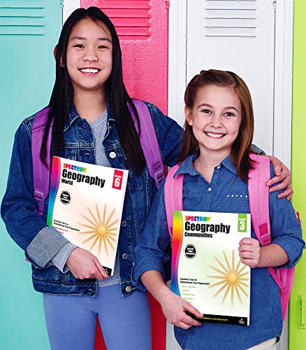 Spectrum Grade 6 Geography Workbooks, Ages 11 to 12, Geography Workbook, International Current Events, World Religions, Migration World History, and World Map Skills - 128 Pages