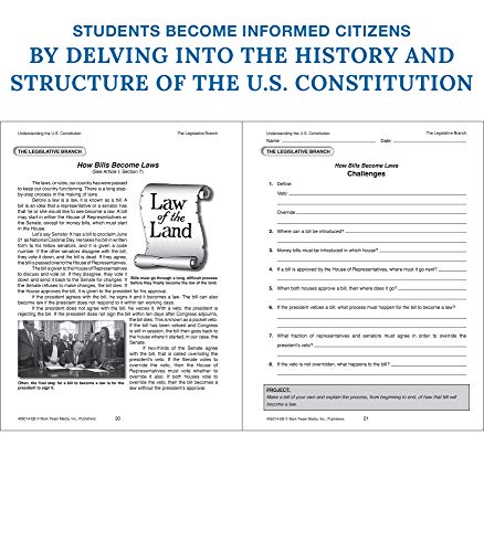 Mark Twain Understanding the US Constitution Grades 6-12 American History Workbook, The Constitution of the United States, Bill of Rights, Government Branches Books, Classroom or Homeschool Curriculum