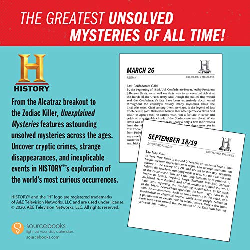 2021 History Channel Unexplained Mysteries Boxed Calendar: 365 Days of Inexplicable Events, Strange Disappearances, and Baffling Phenomena (Daily Calendar, Desk Gift for True Crime Fans)