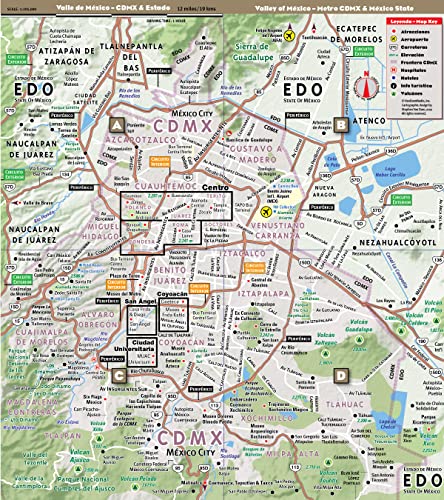 StreetSmart® Mexico City Map by VanDam – Laminated city center street map of CDMX w/all attractions, pre-hispanic sites, museums, hotels, restaurants, ... 2023 edition (English and Spanish Edition)