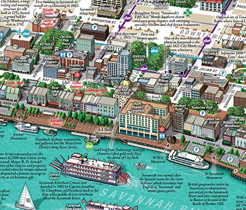 Savannah Historic District Illustrated Map.