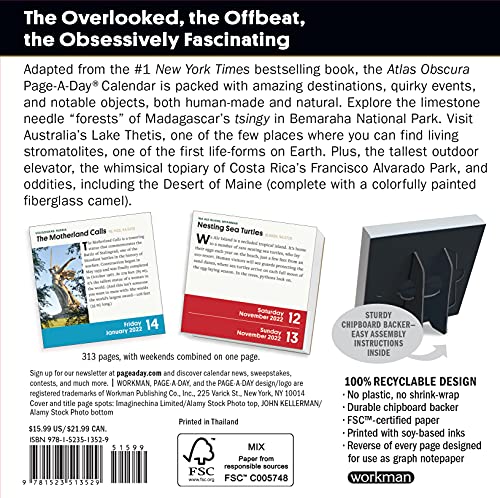 Atlas Obscura Page-A-Day Calendar 2022: 365 of Extraordinary Destinations, Bizarre Phenomena, and other Hidden Wonders.
