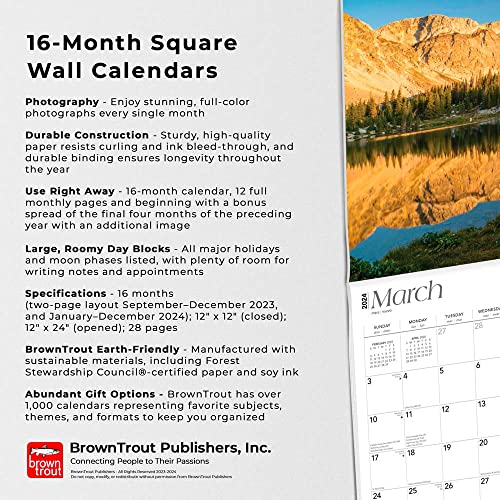 Wyoming Wild & Scenic | 2024 12 x 24 Inch Monthly Square Wall Calendar | BrownTrout | USA United States of America Midwest State Nature