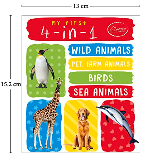 My First 4 In 1 One Wild Animals, Pet and Farm Animals, Birds, Sea Animals: Padded Board Books