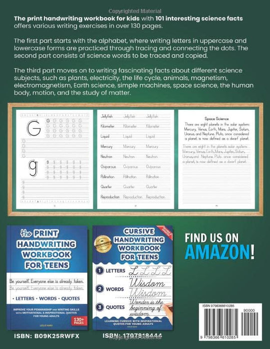 The Print Handwriting Workbook for Kids: Improve your Penmanship with 101 Interesting Science Facts