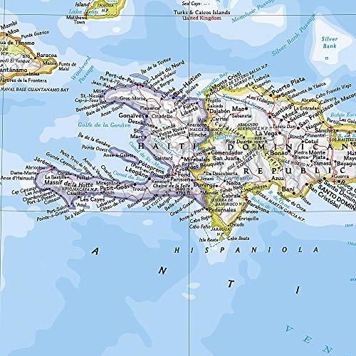 National Geographic Caribbean Wall Map - Classic - Laminated (Poster Size: 36 x 24 in) (National Geographic Reference Map)