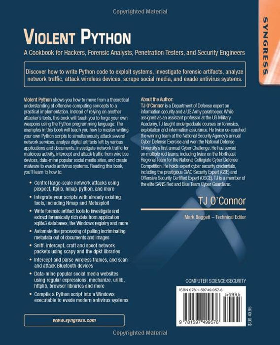 Violent Python: A Cookbook for Hackers, Forensic Analysts, Penetration Testers and Security Engineers