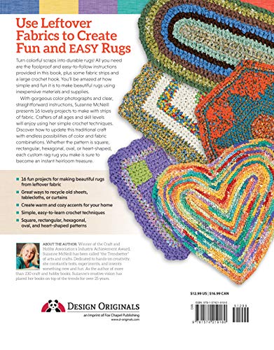 Rag Rugs, 2nd Edition, Revised and Expanded: 16 Easy Crochet Projects to Make with Strips of Fabric (Design Originals) Beginner-Friendly Techniques & Instructions for Square, Round, Oval, & Heart Rugs