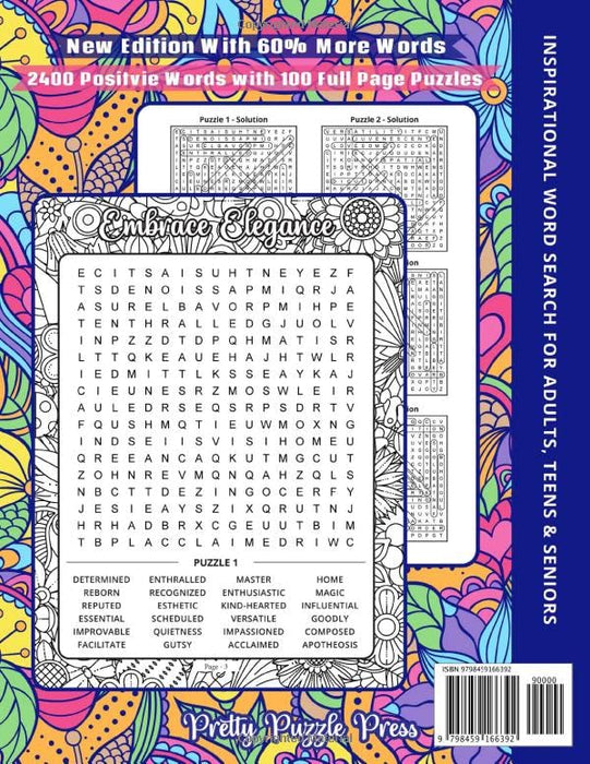 Inspirational Word Search for Adults, Teens & Seniors: Large Print Word Search Puzzle Book to Keep the Brain Active & Mind Relaxed with Positive, Uplifting & Good Vibes Words